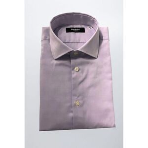 Baldinini Trend Cotton Long Sleeve Shirt with Classic Collar Men Purple Shirts